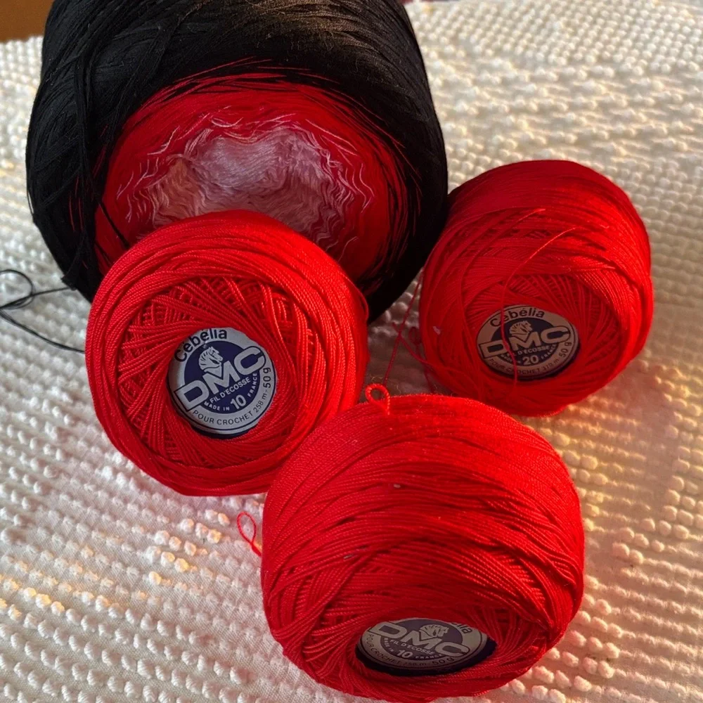 DMC Cebelia Crochet Thread Set - Black and Red - Picture 1 of 3